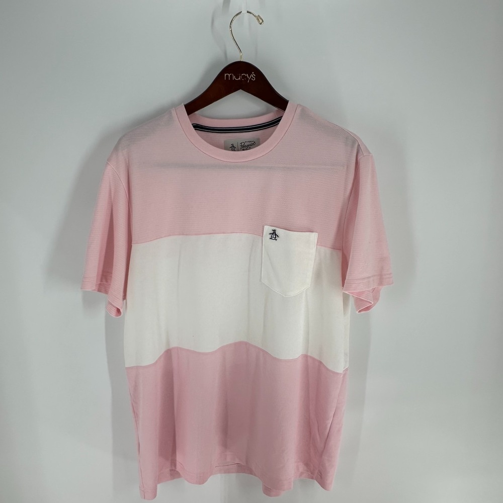 Original Penguin By Munsingwear Pocket‎ Detail Pink White T-Shirt Size X-Large